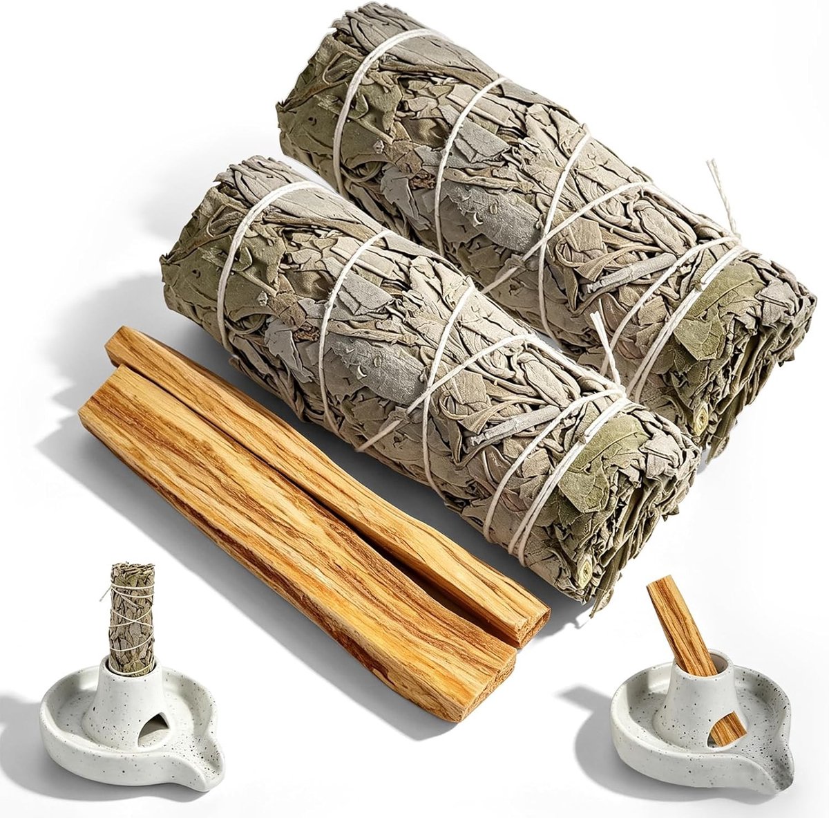 Natuurlijke Witte Salie en Palo Santo Sticks Set voor Ruimteschoonmaak, Meditatie en Spirituele Rituelen - Perfect voor Energie Reiniging en Ontspanning
