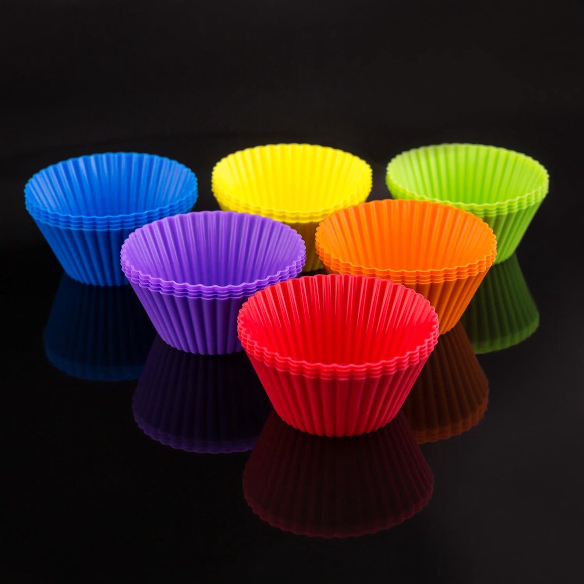 mallen muffinmallen set van 24 veelkleurige herbruikbare siliconen muffinvormpjes cupcake vormpjes muffin bakvorm - perfect voor lekkere muffins en meer! BPA-vrij en hittebestendig