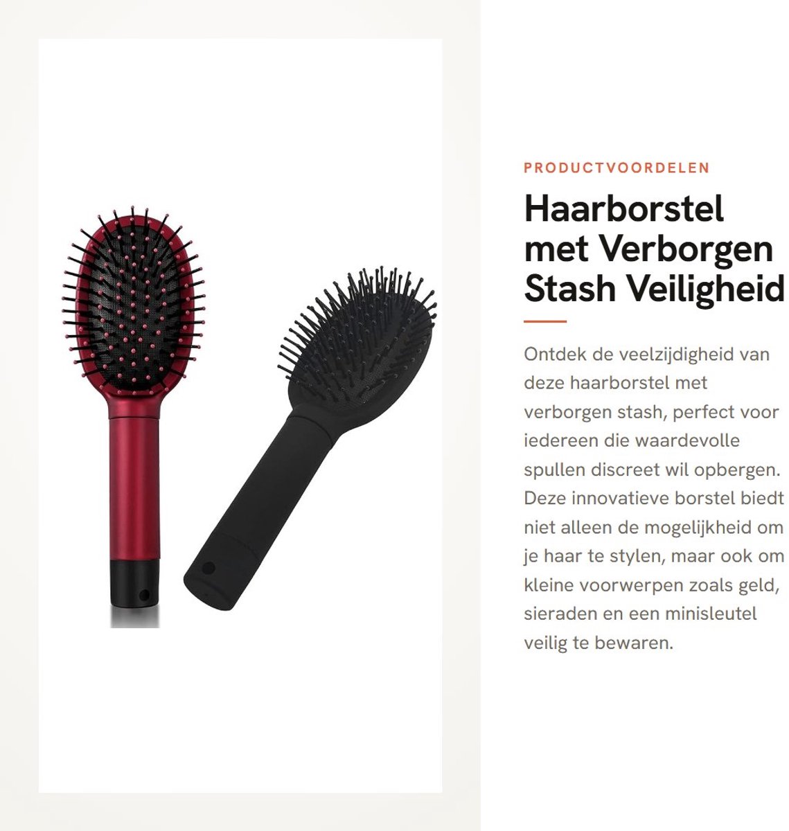 Dailygoods- Haarborstel Antiklit - Haarborstel voor Reizen - Haarborstel voor Sieraden - Haarborstel voor Geld - Haarborstel met Verborgen Stash - Veilig en Discreet - Versteekobject