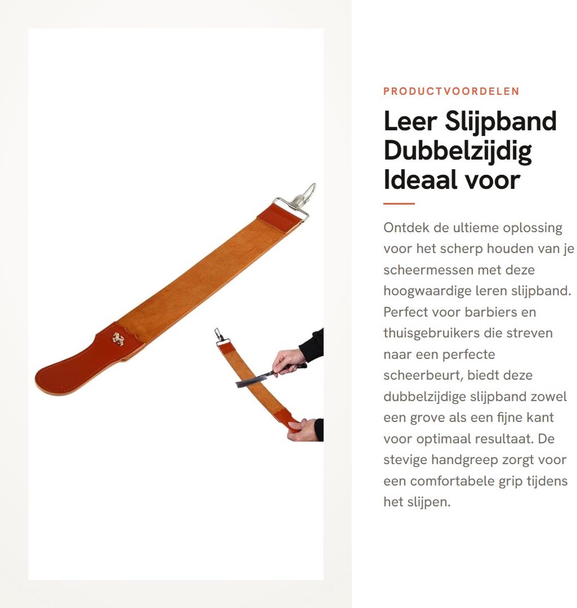 Dailygoods- Slijpriem Dubbelzijdig - Leren Slijpband - Opvouwbaar Scheermes - Geschikt voor Scheerapparaat - Ophanghaak met Karabijnsluiting - Duurzaam en Elegant