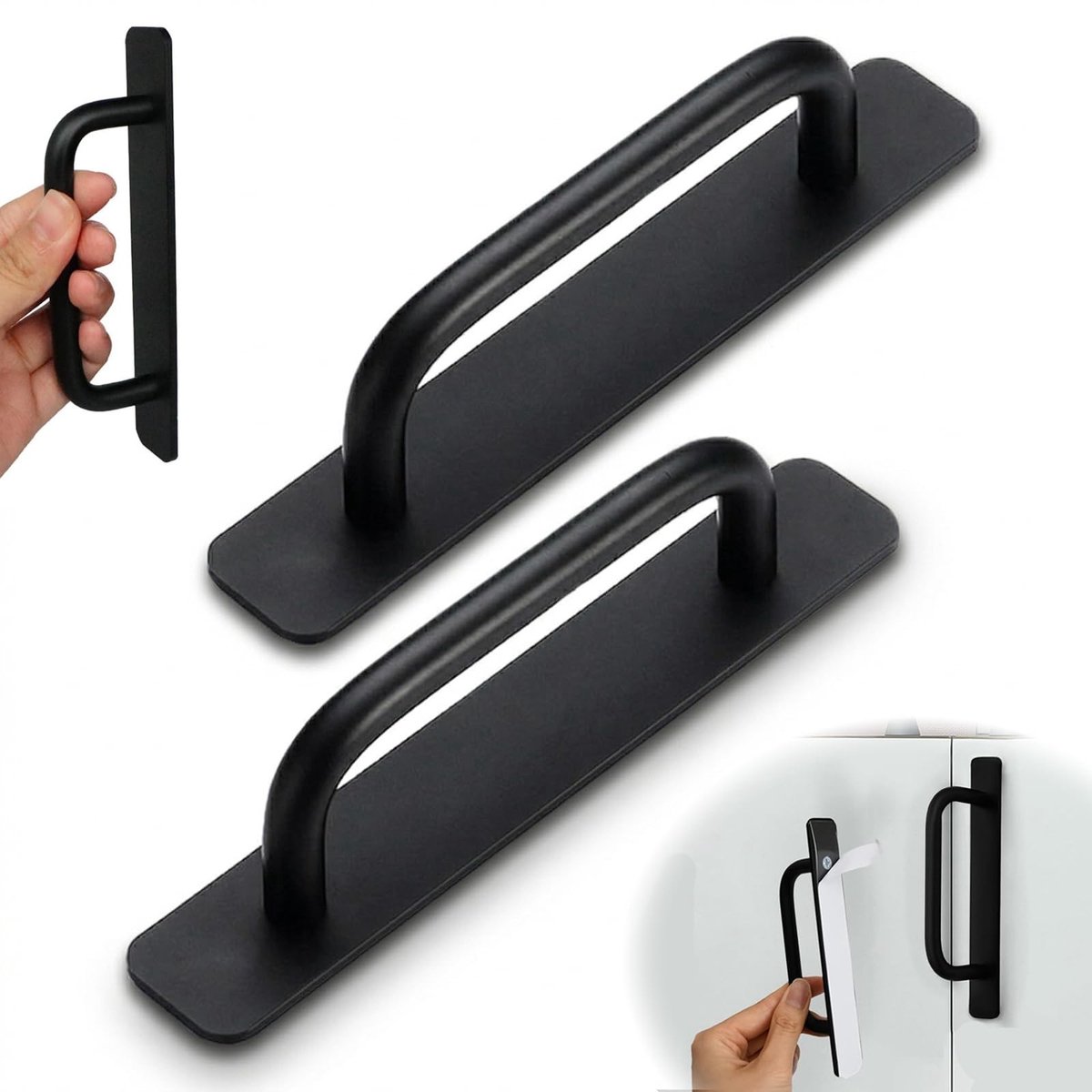 Dailygoods - 2 Stuks Zelfklevende Meubelgrepen Aluminium Deurgreep voor Schuifdeur - Zwart
