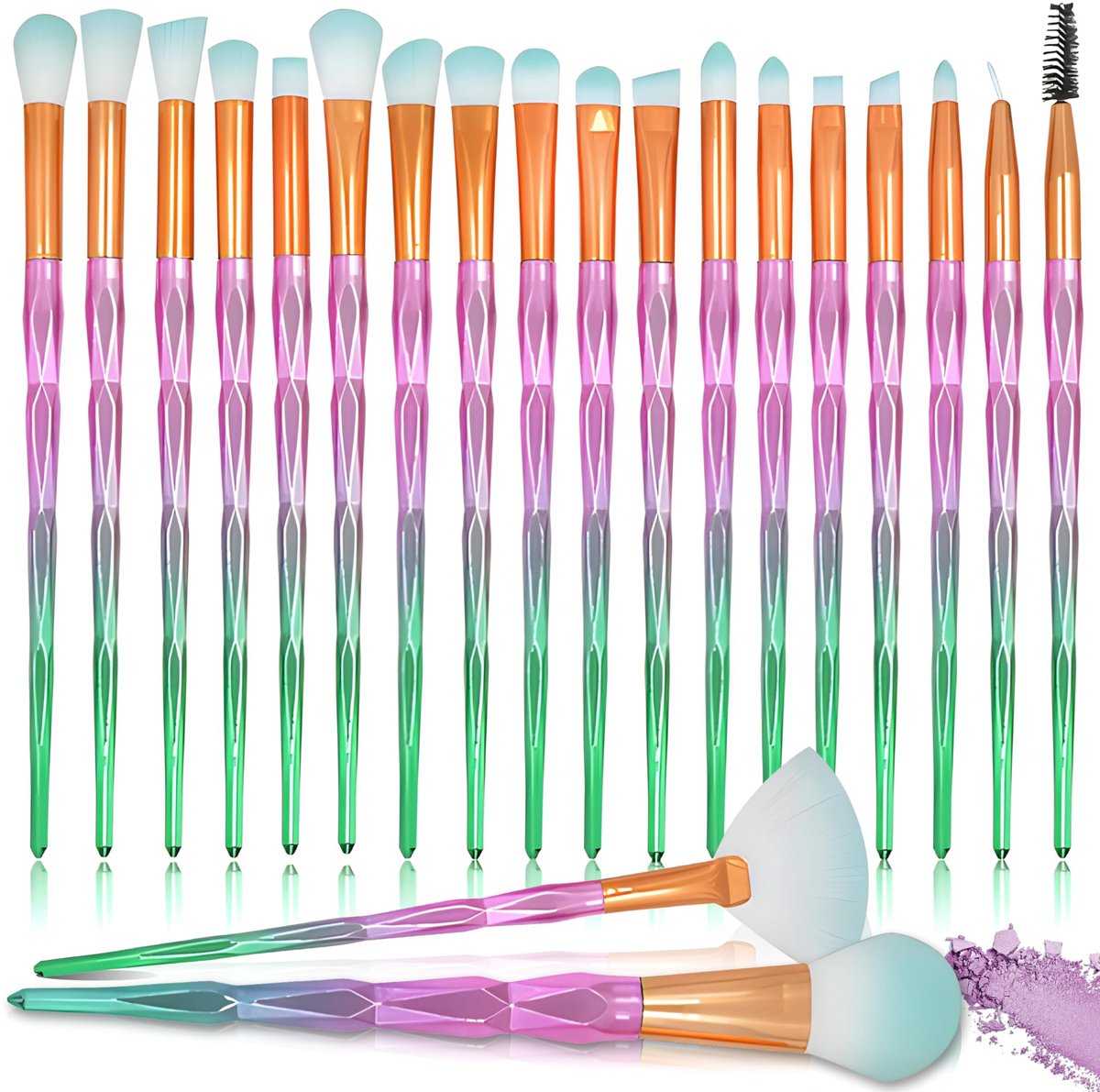 Dailygoods- Make-upkwastenset 20 stuks - Synthetische Haren - Gezicht en Ogen - Cosmetica Applicatie - Zachte Vezels - Gelijkmatige Verdeling - Make-upkwasten
