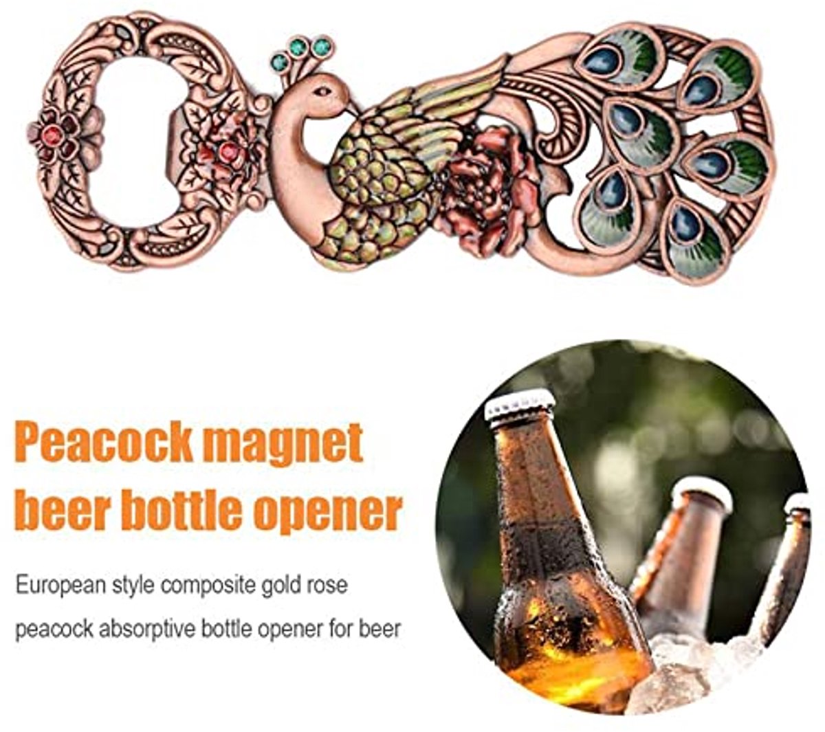 Flesopener Magnetische bierflesopener Retro Pauw Vormde Soda Drank Bier Flesopener Koelkast Magneet Vrouwen Mannen Gift voor Bruiloft Kerstmis en Verjaardag — cadeau in Kookcadeaus - foto 7