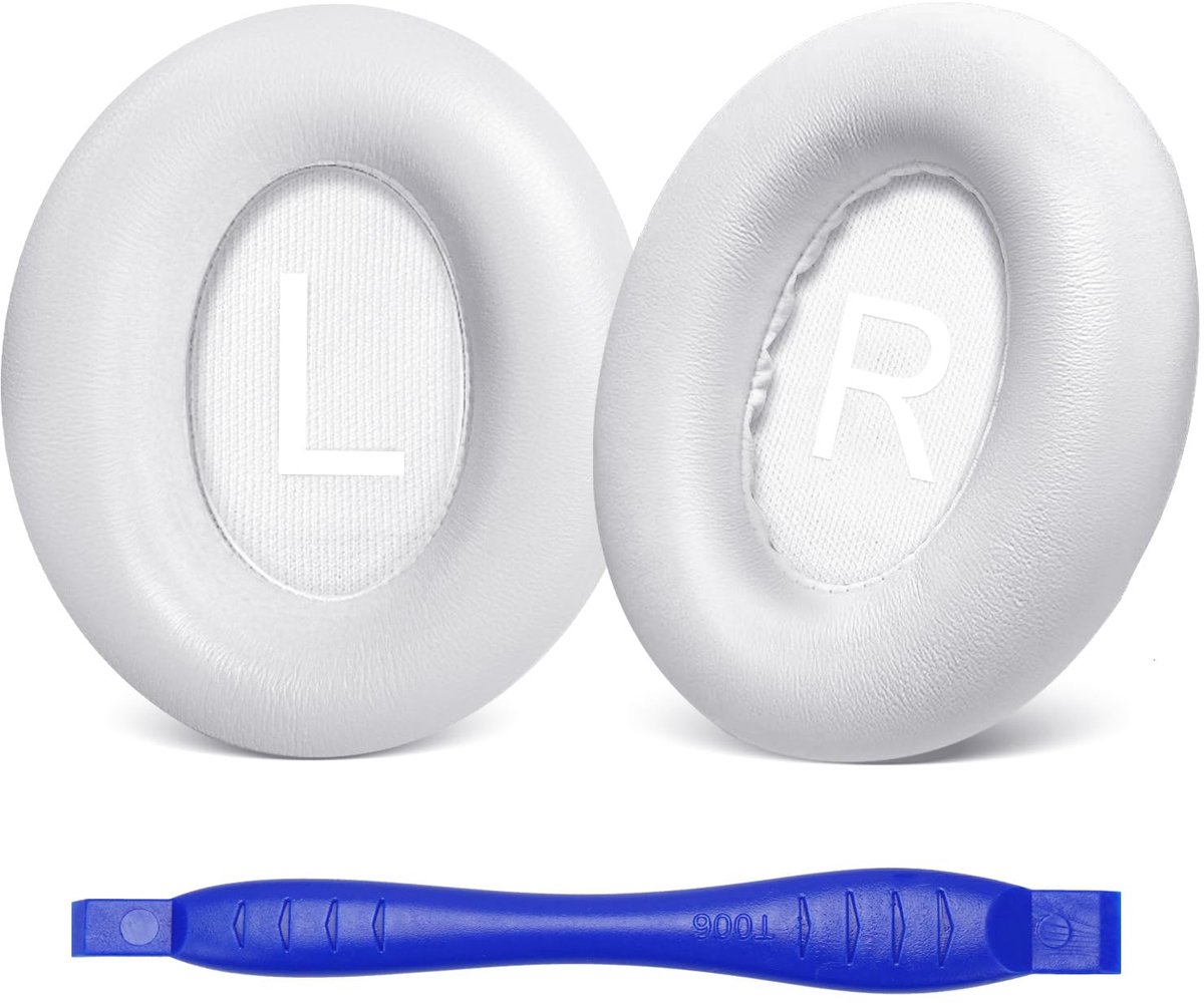 oorkussens voor Bose NC700 / 700 ruisonderdrukkende hoofdtelefoon, Aurivor lamsvel lederen oorkussenhoezen/kussenset met zacht traagschuim, verdikt comfort, scheurvaste naden (wit)