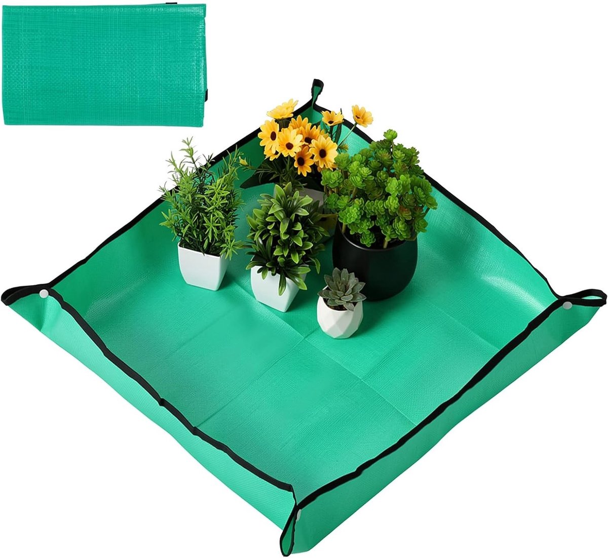 Plantenompotmat - Tuinonderlegger - Verpotten en zaaien - Waterdicht en scheurvast - 66 x 66 cm - Groen