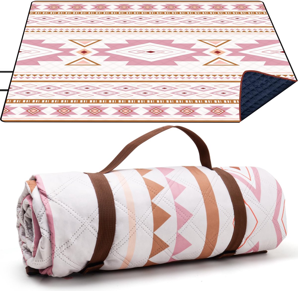 Outdoor picknickdeken, 200 x 200 cm, stranddeken, zandvrij, draagbaar, wasbaar, strandonderlegger, picknickdeken voor droog strand, BBQ, picknick, wandelen, reizen, campingdeken, reisdeken,