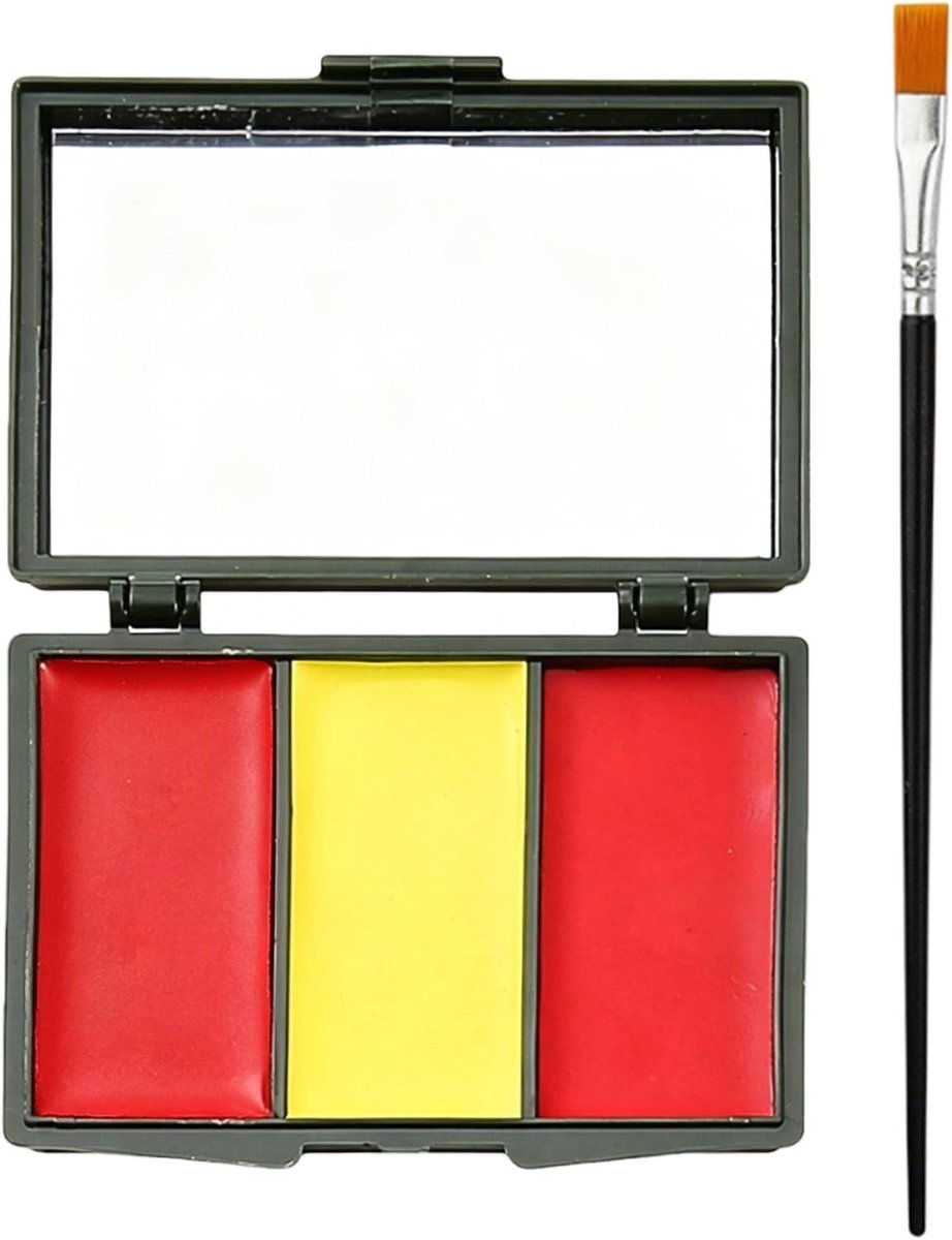 Gezichtsverfpalet met 3 kleuren voor creatieve make-up, romige consistentie voor perfecte lijnen en zachte overgangen, ideaal voor evenementen en feestjes