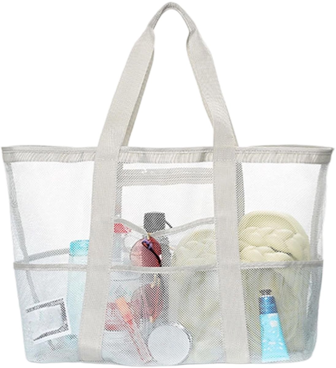 Strandtas van mesh, XXL, voor dames en heren, grote reistas met ritssluiting, zandzakken, voor zomer, zwemmen, strand, reizen, camping, opslag