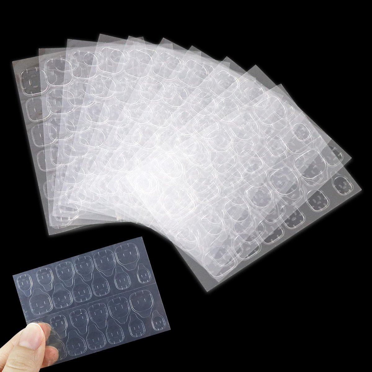nagellijmstickers, 10 vellen 240 stuks nagelkleefpads, transparante nepnagels tips kunstnagels stickers voor nagelstudio-accessoires, dubbelzijdige jelly nagelkleefpads nagellijm