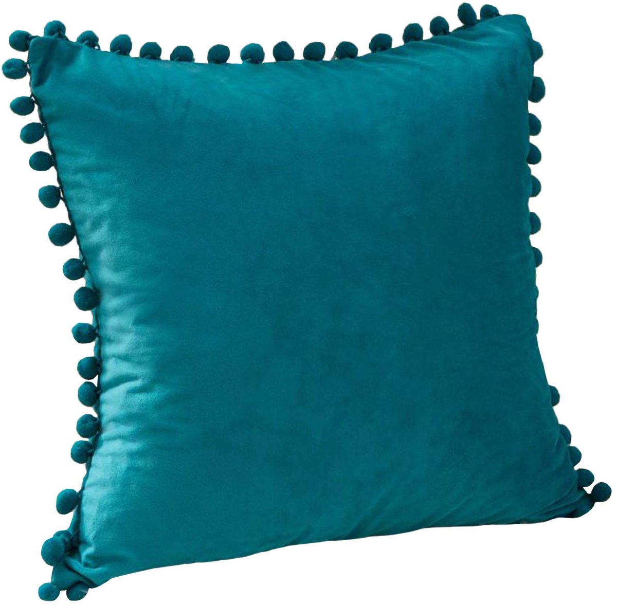 Sierkussen met bolletjes - Gevuld - Sierkussens voor binnen - kussentjes bank - Kussentjes - Fluwelen sierkussens - Sierkussens turquoise - Fluweel - 50 x 50 cm - Turquoise