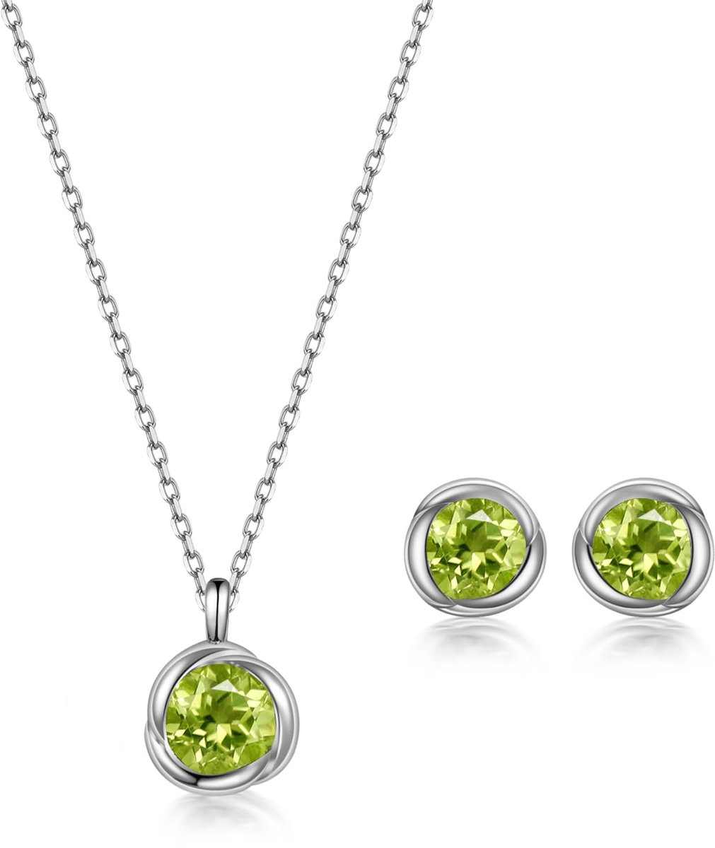 immobird sieraden set dames sterling zilver 925 met geboortesteen Rose hanger ketting en oorbellen set cadeau voor vrouwen mama meisje