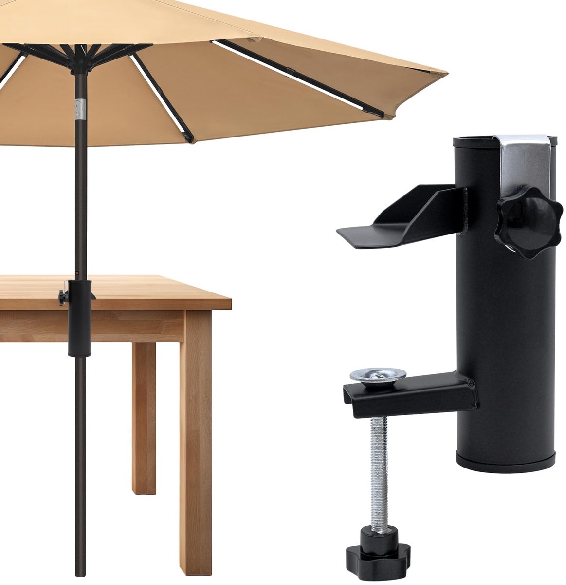 Parasolhouder, balkonleuning, klem, parasol, balkon, balkonleuning, parasolstandaard, houder, balkon, parasolstandaard, tafelklem voor parasols, evenementen in de open lucht, camping