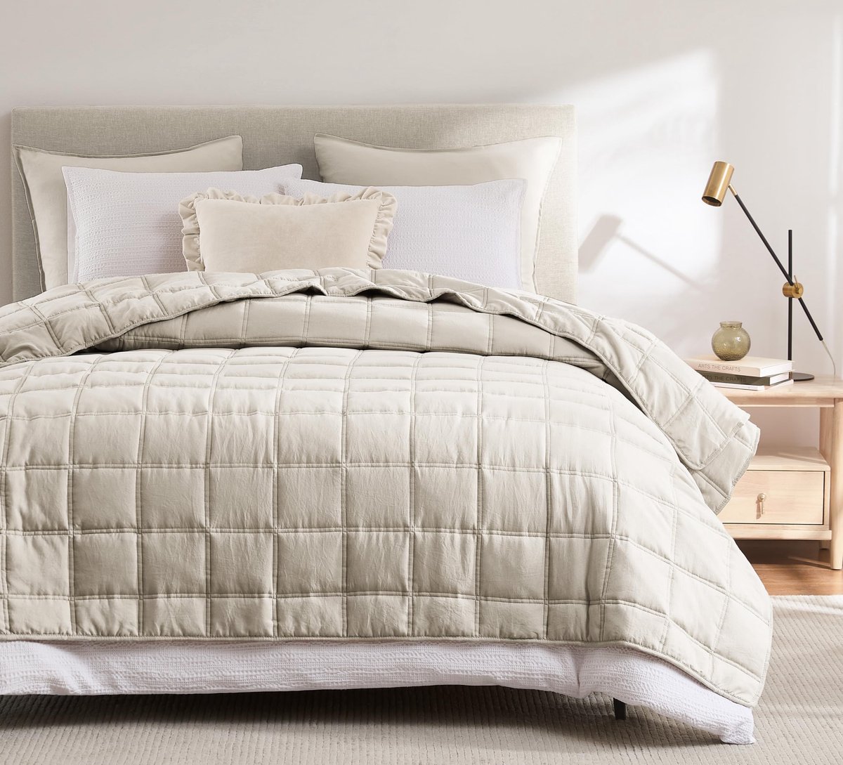 sprei 300x270 tarwe, zacht bedovertrek, steppdeken van microvezel voor bed, sofa, bank (zonder kussenbeschermer), karo Kuscheldecke woondeken sofaovertrek Oeko-TEX lente zomer