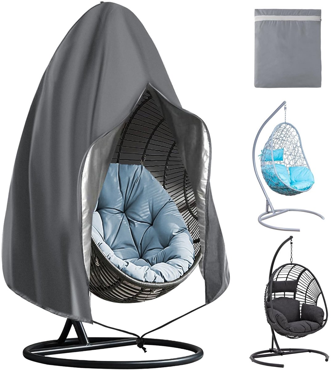 Hangstoelhoes, 190 * 115cm Cocoon Egg Chair Cover, Waterafstotende Oxford-beschermhoes Geschikt voor Patio,Schommelstoelen, Eierschommelstoelen, Zweefstoelen (zilver)