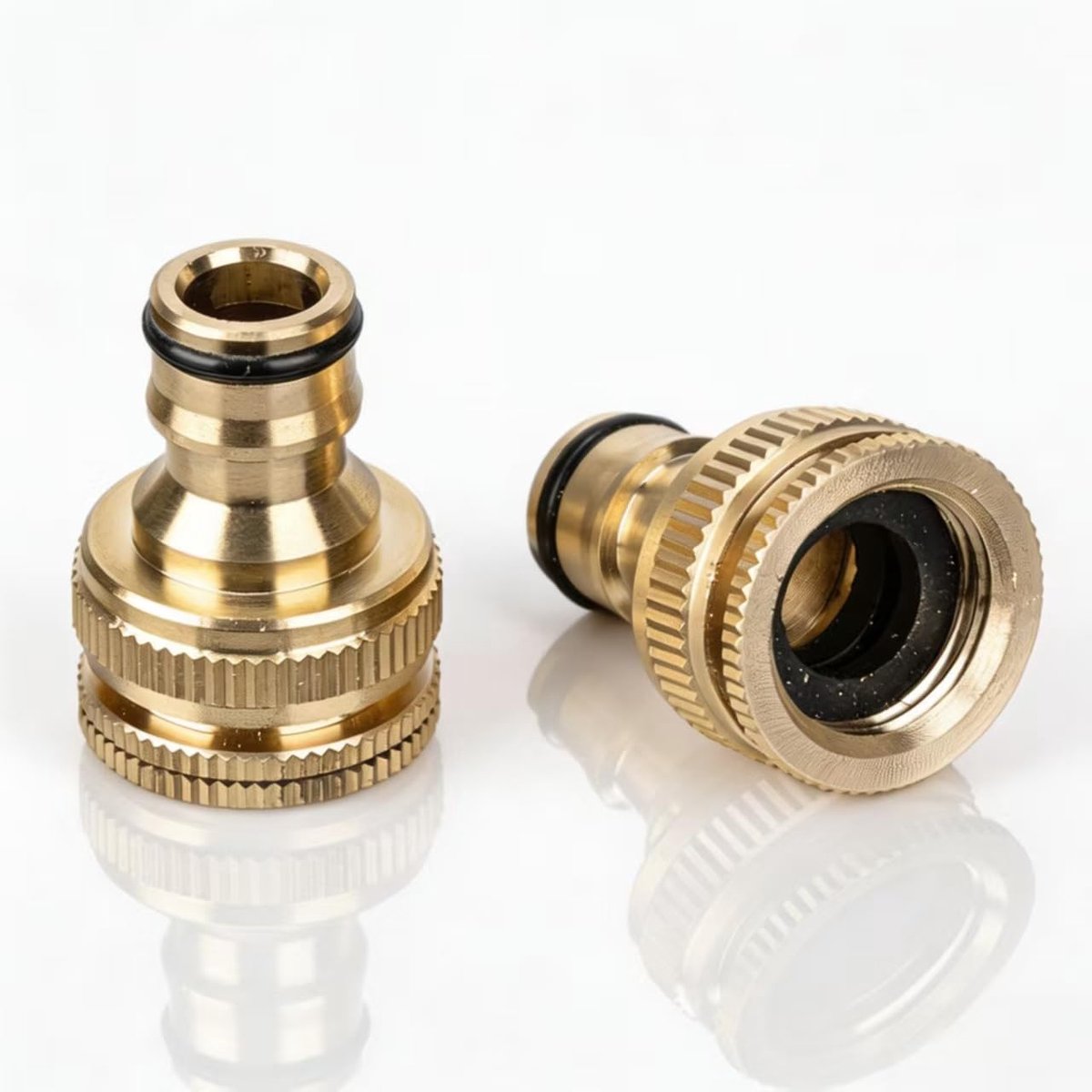 2 stuks messing snelkoppelingen 1/2 inch & 3/4 inch 2-in-1 binnendraad kraan slangaansluiting adapter kraanconnector compatibel met Gardena insteeksysteem bruikbaar voor tuin huishouden