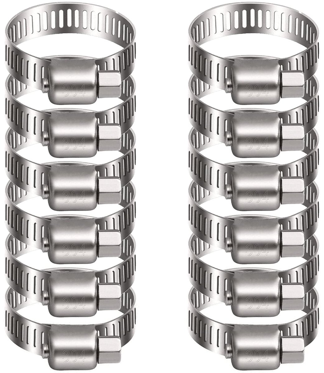 Slangklemmen pijpklem, jubileumclips kanaalklem brandstofleidingklem voor sanitair Automotive zwembad auto vijver en tuin (21-44MM, 12PCS)