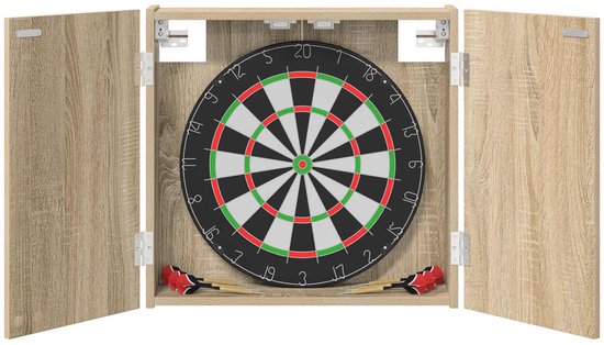 vidaXL - Dartbord - Kabinet - Sonoma - Eiken - 56 - x - 12 - x - 53,5 - cm - Bewerkt - hout van vidaXL — afbeelding 5