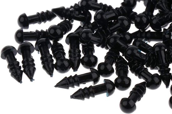 zalati Poppen neus 100 stuks met draadeinde sluitring kunststof voor naaldvilten berenpoppen speelgoed - zwart, 5 mm — afbeelding 5