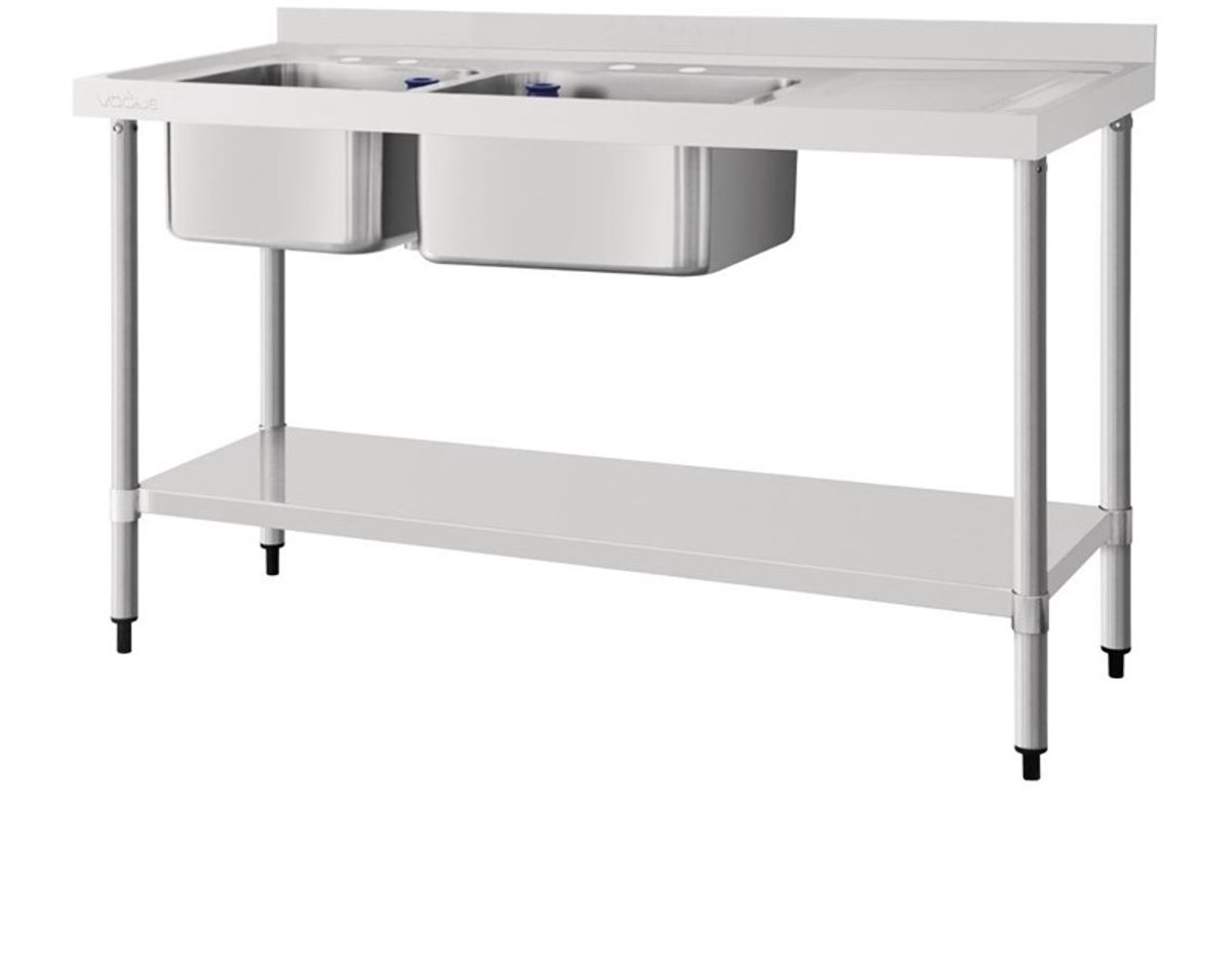 Vogue Spoeltafel Dubbele Spoelbak - Vogue DY824 - Horeca & Professioneel Grijs