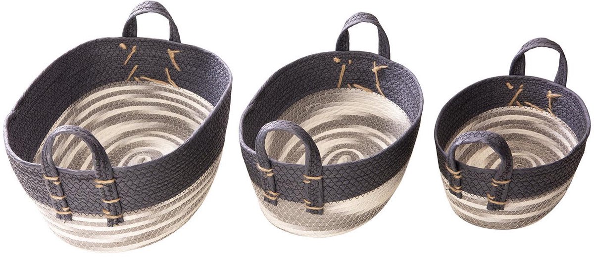 Cosy & Trendy Mand Set3 Wit Blauw Papier 40x30xh16cm