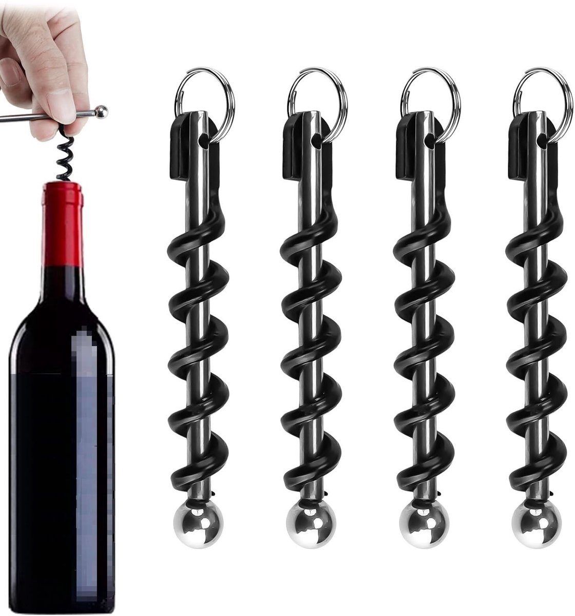 Kurkentrekkers, sleutelhangers, mini-sleutelhanger, wijnopener, draagbaar wijnopener, klein en gemakkelijk te dragen, voor picknicks in de open lucht, camping en feestjes