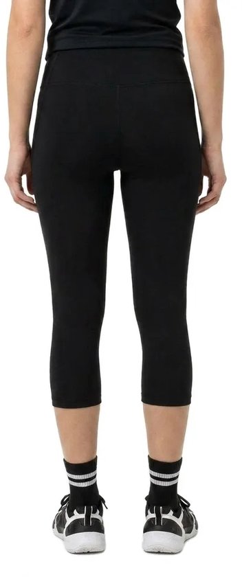 Legging de sport capri pour femme en noir, vue de dos.