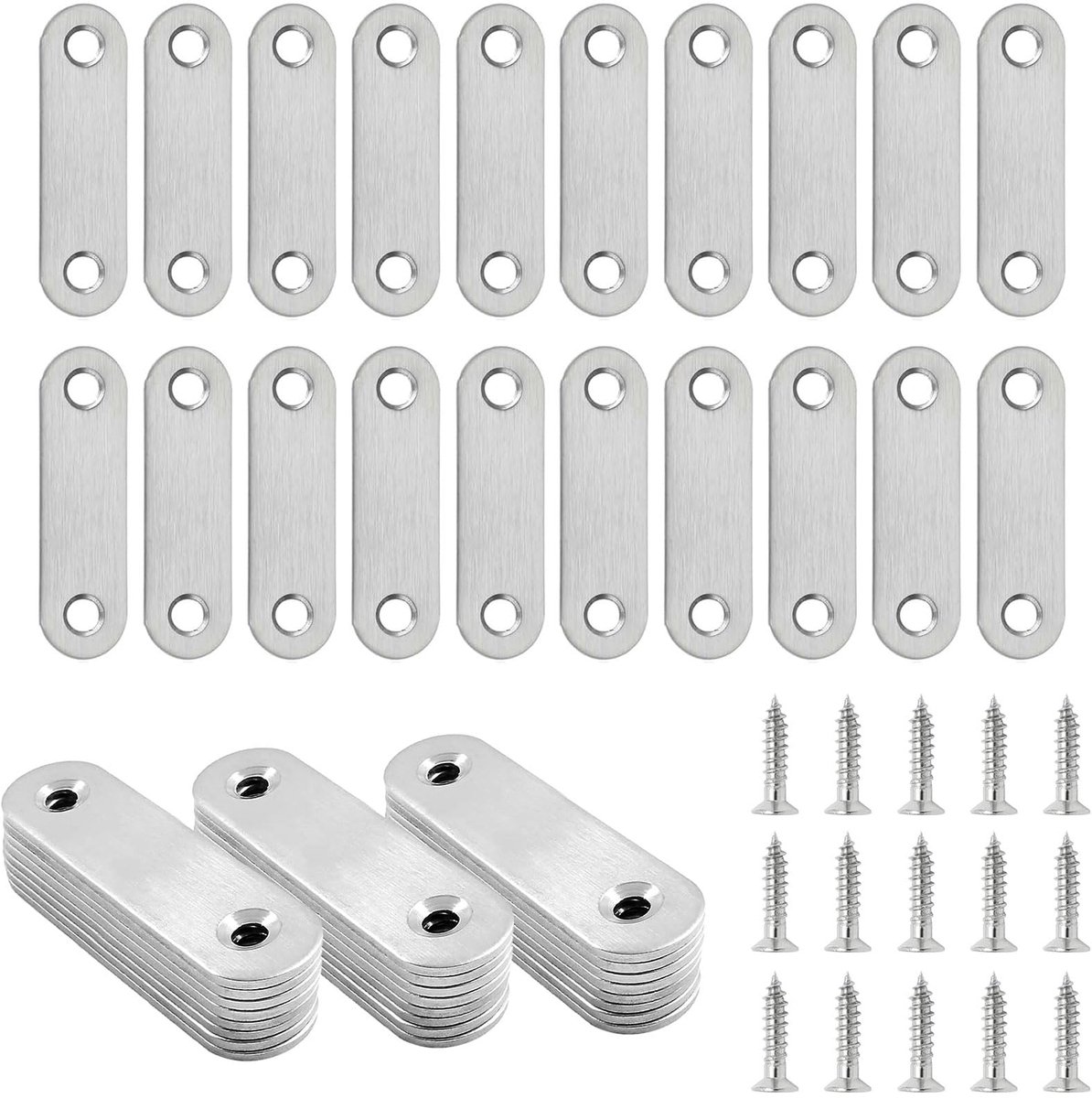 Platte connectoren roestvrij staal, geperforeerde plaat metaal, houten connector, metalen connector voor hout, platte hoek, verbindingsplaat, montageplaat voor houten stoelen, meubels, met