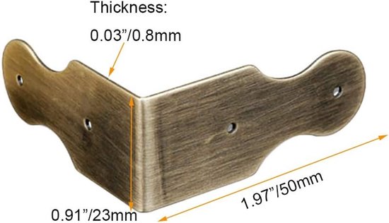 Steunen hardware bureaurand rechte hoekbeschermers houten juwelendoos fotolijst accessoires (antiek brons) — afbeelding 3