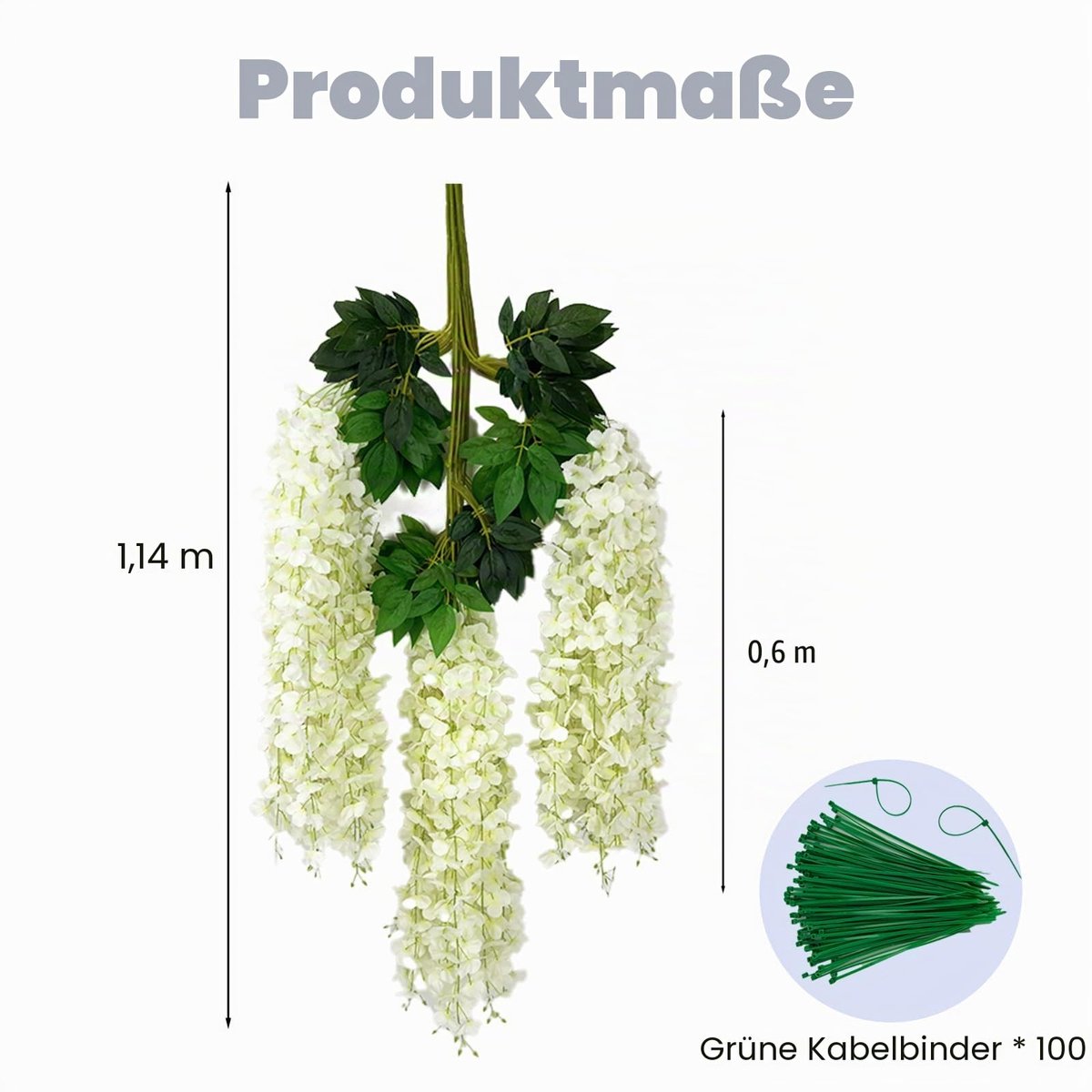 Bloemen,3.75 Feet Nep Buitenplanten,Kunstmatige Blauweregen Bloemen Opknoping Slinger voor Achtergrond,Bruiloft,Tuin en Thuis Muur Decoratie (Wit)