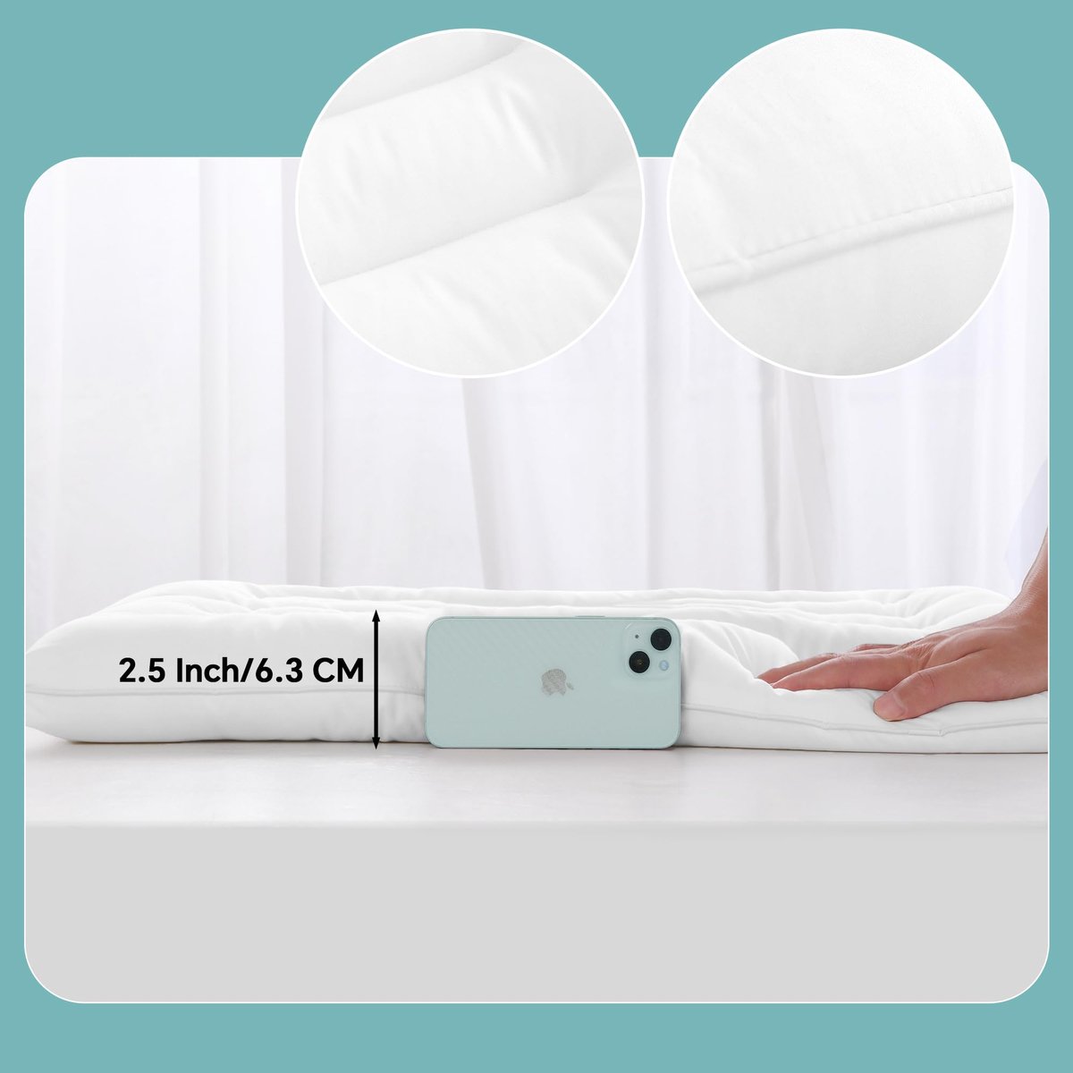Plat Kussen Om Te Slapen, Dun Kussen Voor Rugslapers, 6.5 cm Hoog Buikslaperkussen, Slank Bedkussen Ter Verlichting Van Nekpijn (Queensize, 80 * 40 cm)