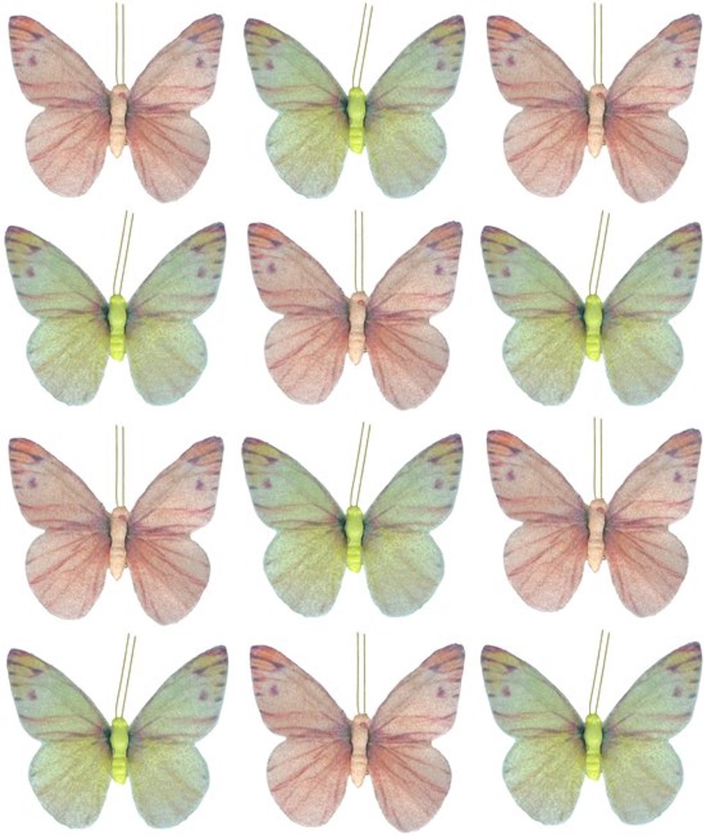 Dailygoods - Decoratieve vlinders - Kleurrijke decoratie - 12-delige