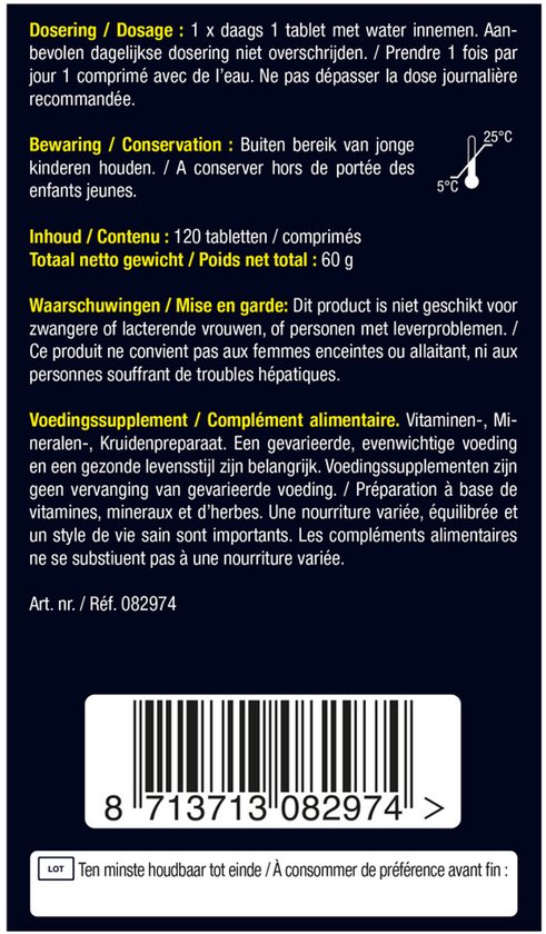 Achterkant van de verpakking met instructies.