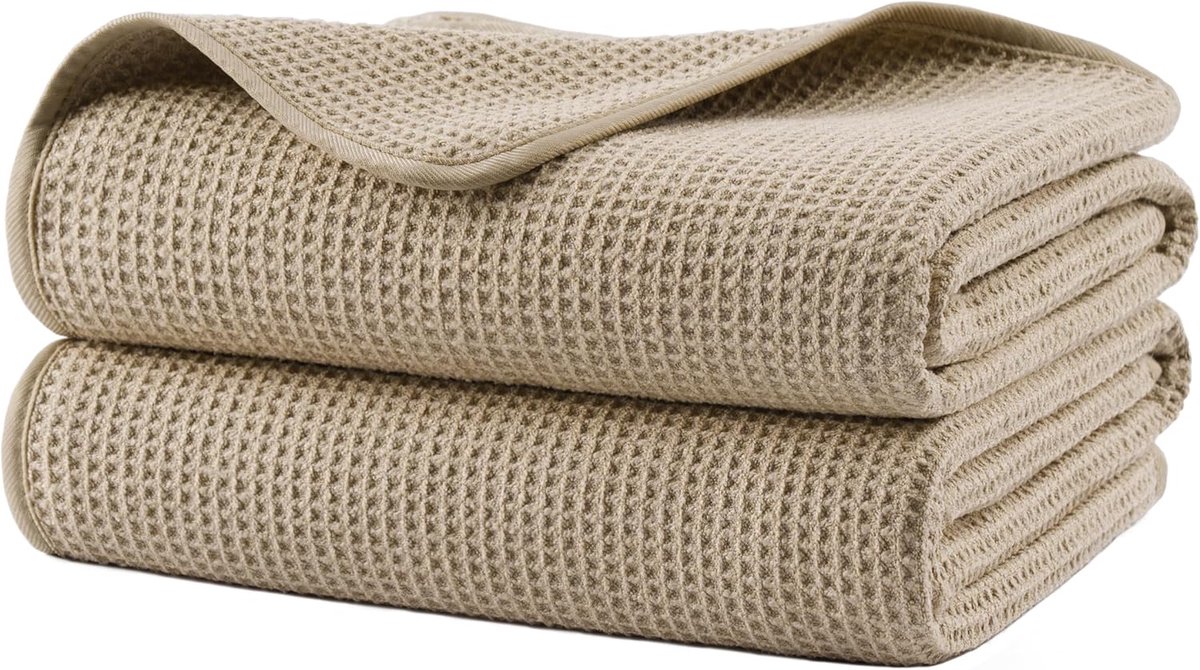380 GSM microvezel oversized sneldrogende pluisvrije wafel badhanddoek voor lichaam, 152,4 x 76,2 cm, set van 2