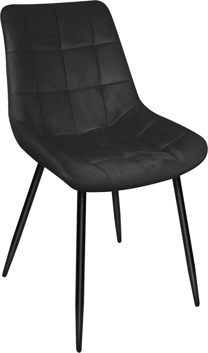 PIPIPOXER Eetkamerstoel - Set van 2 -Industrieel-Gestoffeerde Stoelen -Fluwelen - Metalen Poten-Draagvermogen 120 kg-zwart