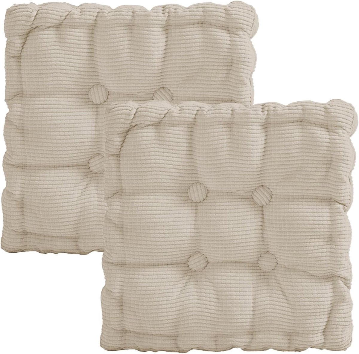 Dik gewatteerde zitkussens 40 x 40 cm, set van 2, ideaal voor stoelen en vloeren, comfortabel en weerbestendig voor binnen en buiten gebruik