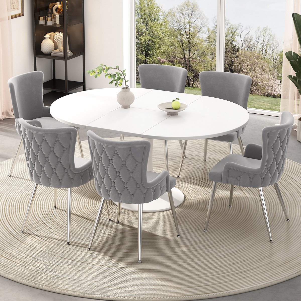 Eetkamerstoelen - Eetkamerstoel - set van 6 - Stoelenset - Eettafelstoel - Fluwelen eetkam