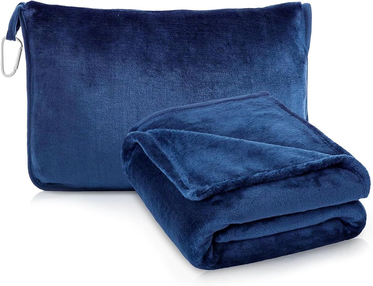 SnelShoppen - Travel Blanket 2-in-1 met Zachte Kussenhoes voor Mannen en Vrouwen, Transformeerbare Dekens voor Comfort, Warm en Zacht Materiaal, Compa