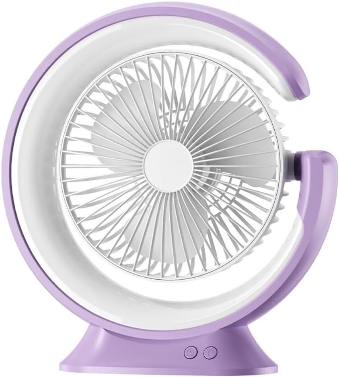 Mini Schommelventilator - Elektrische Bureauventilator - Meerdere Windstanden - voor Kleine Ruimtes - 2400mAh - Paars