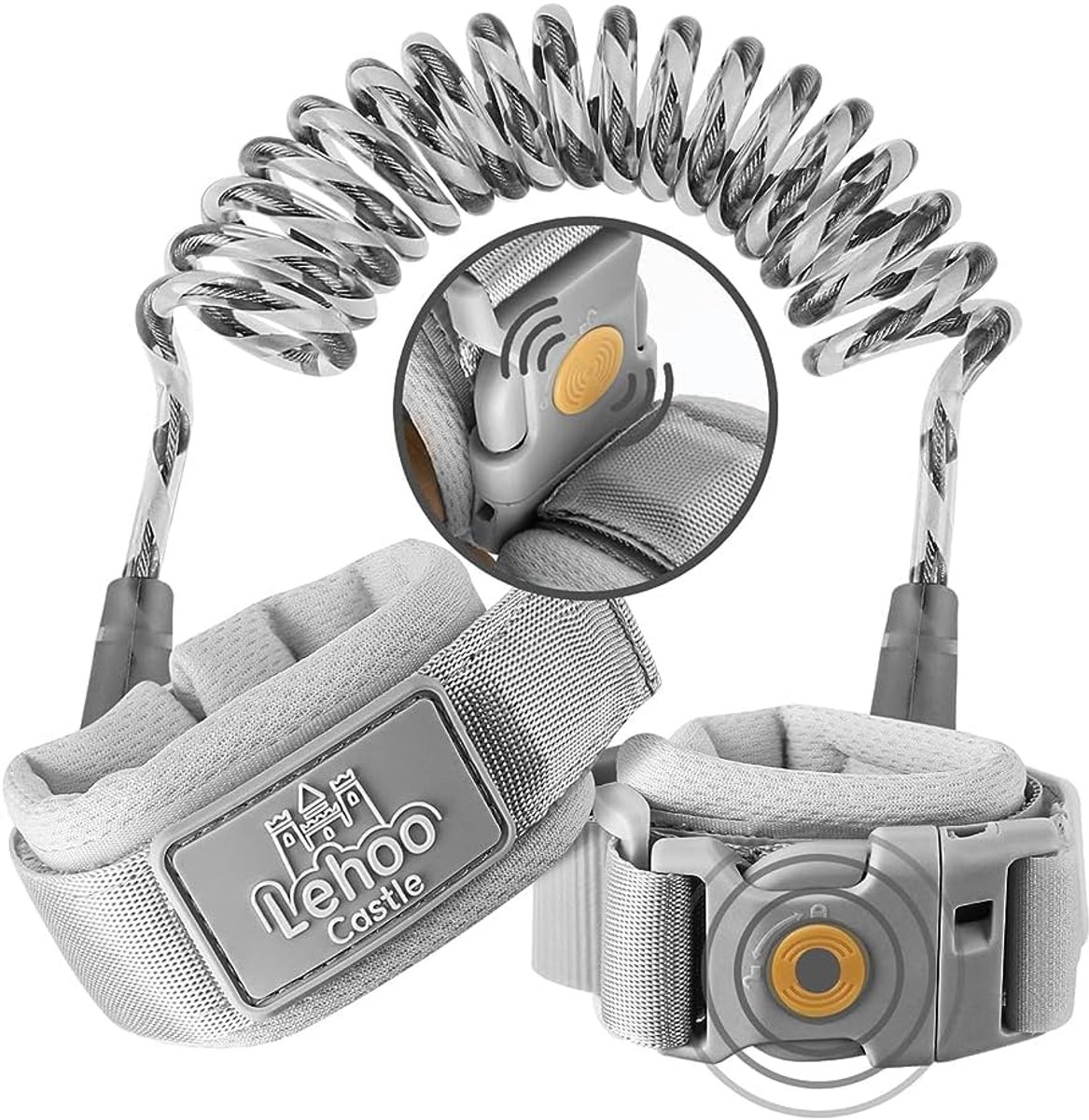 SnelShoppen - Lehoo Castle Peuters Polsriem met Inductie Slot - Veiligheid, Comfort, Grijs - Perfect voor Kinderen, Wandelen, Buitenactiviteiten, Spee