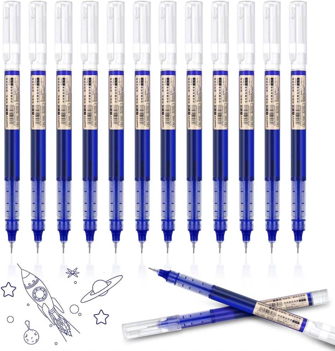 SnelShoppen - 12 Stuks Gelpennen, 0.5mm Fijnschrijvers, Sneldrogende Inkt, Soepele Liquid Inkt, Ballpoint Pen Set voor School, Kantoor, Creatief Schri