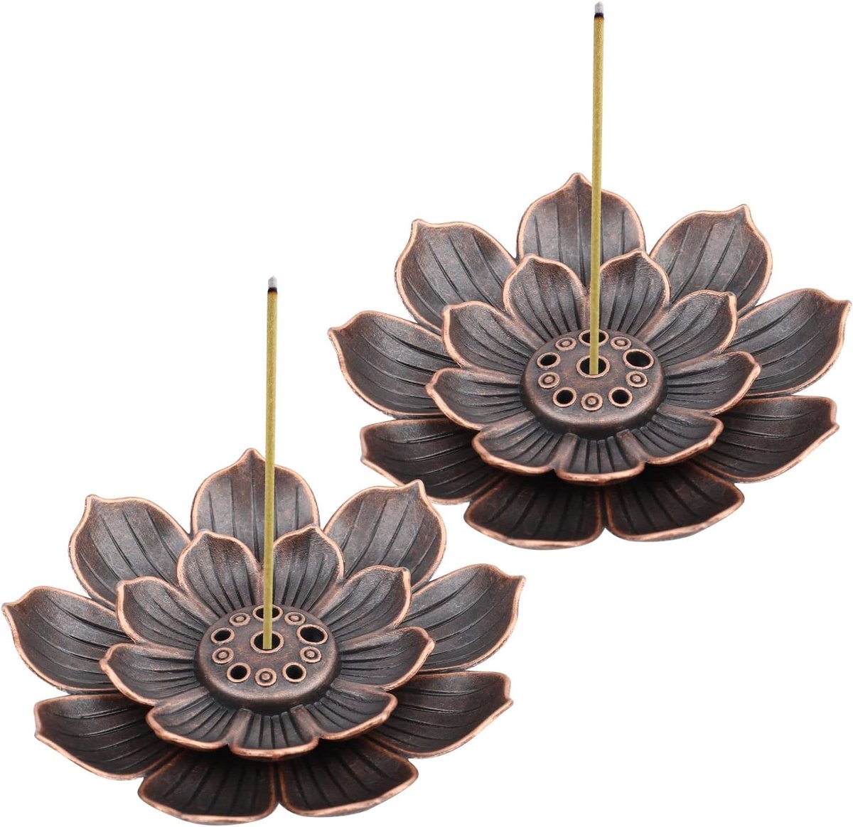 SnelShoppen - 2 Stuks Lotus Wierookbrander - Messing Wierookhouder voor Wierookstokjes en Wierookkegels - Retro Decoratie voor Slaapkamer, Woonkamer,