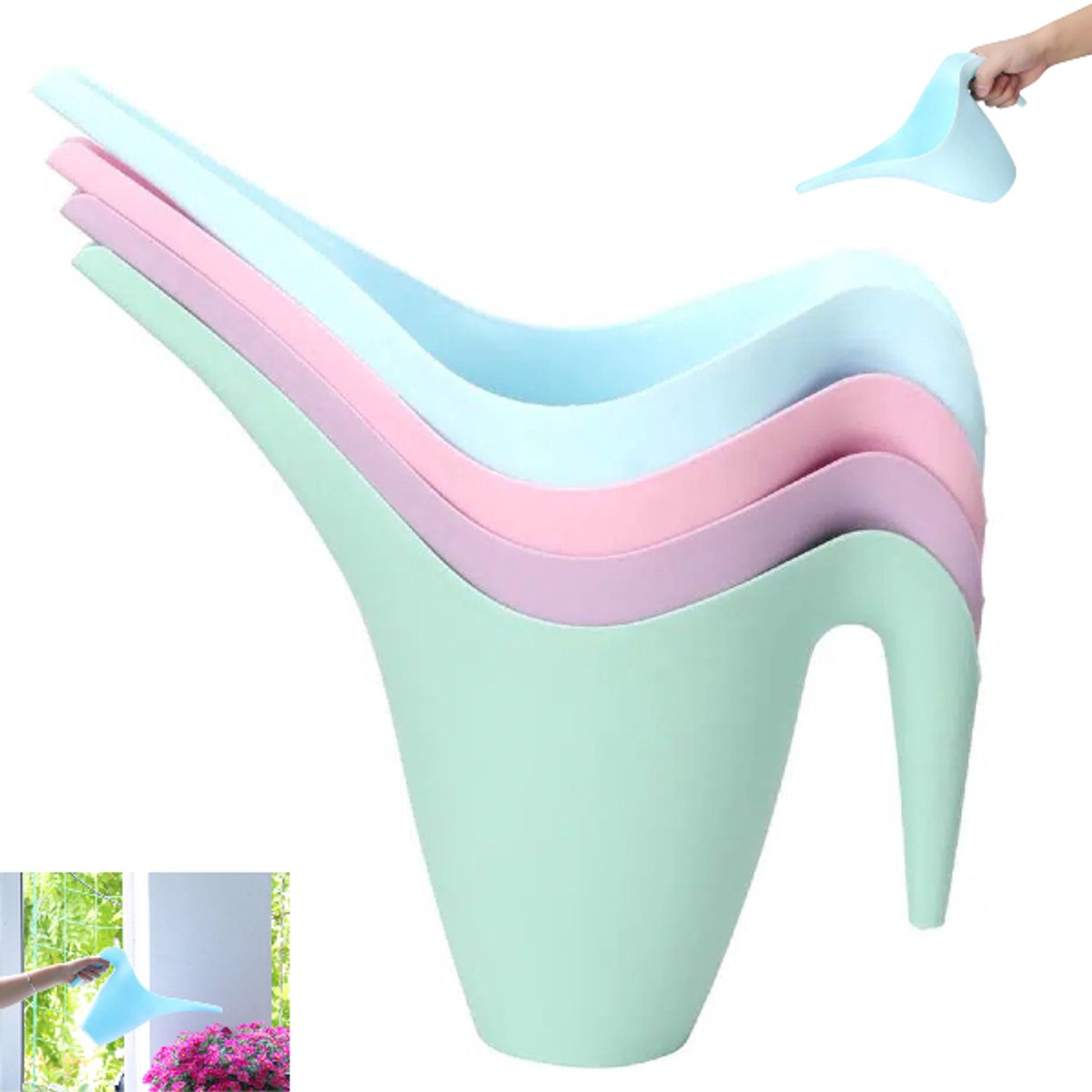 4-delige set - Universele gieter - Gieter voor de tuin - Plastic gieter - Tuinbenodigdheden - Blauw, roze, paars, groen - 29*9,8*25,3 cm - Geschikt voor binnen- en buitenplanten en bloemen