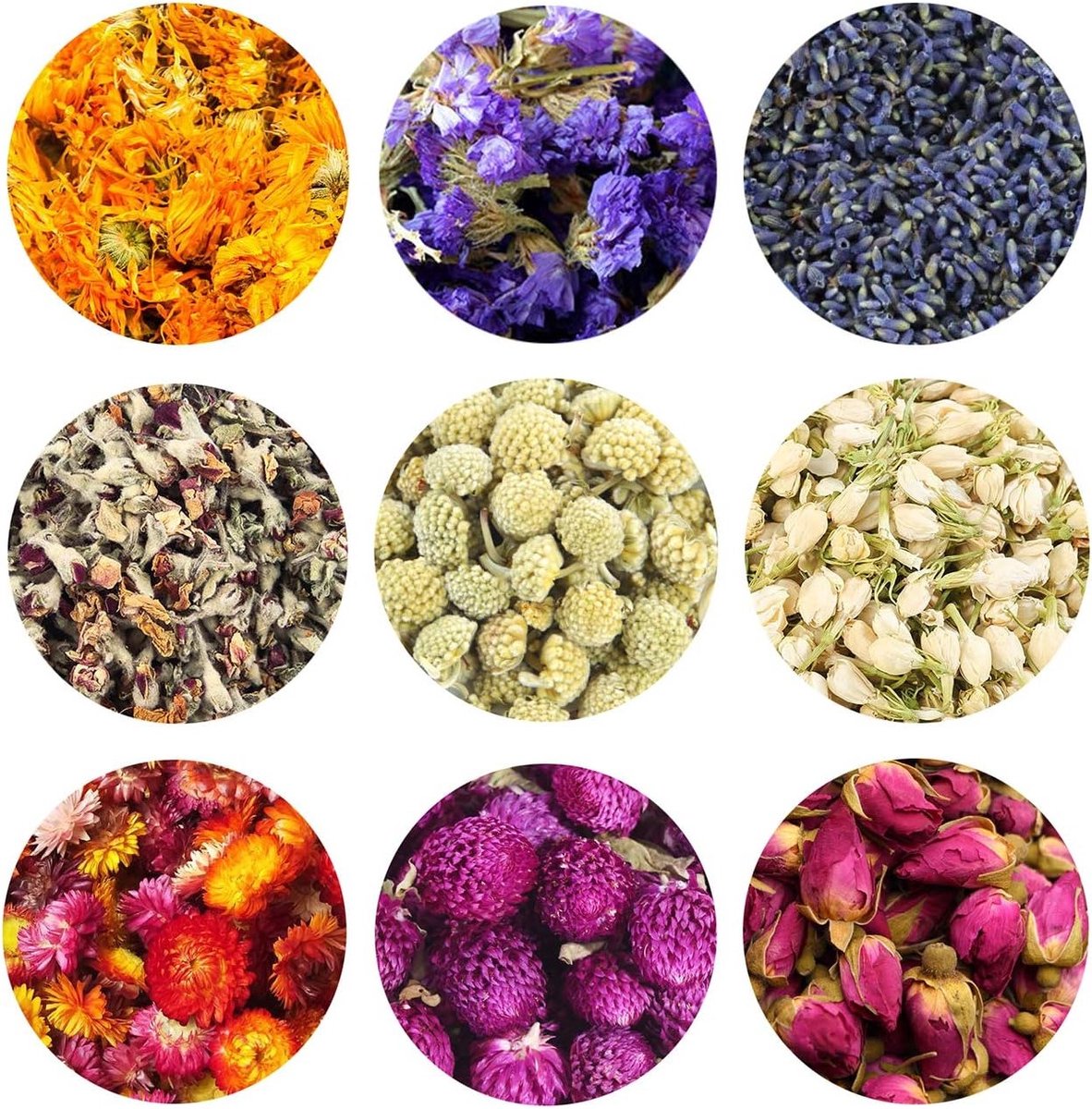 Kruiden en Bloemenmix voor Creatieve Projecten met Lavendel, Vergeet-mij-niet, Goudsbloem en Rozen (9 Zakjes)