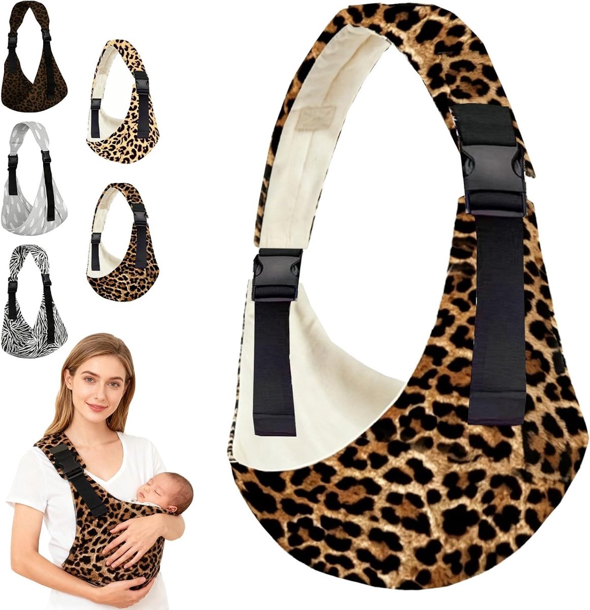 Ergonomische Draagzak voor Baby's tot 20 kg, Verstelbare Schouderbanden, Leopardprint, Ideaal voor Peuters en Pasgeborenen