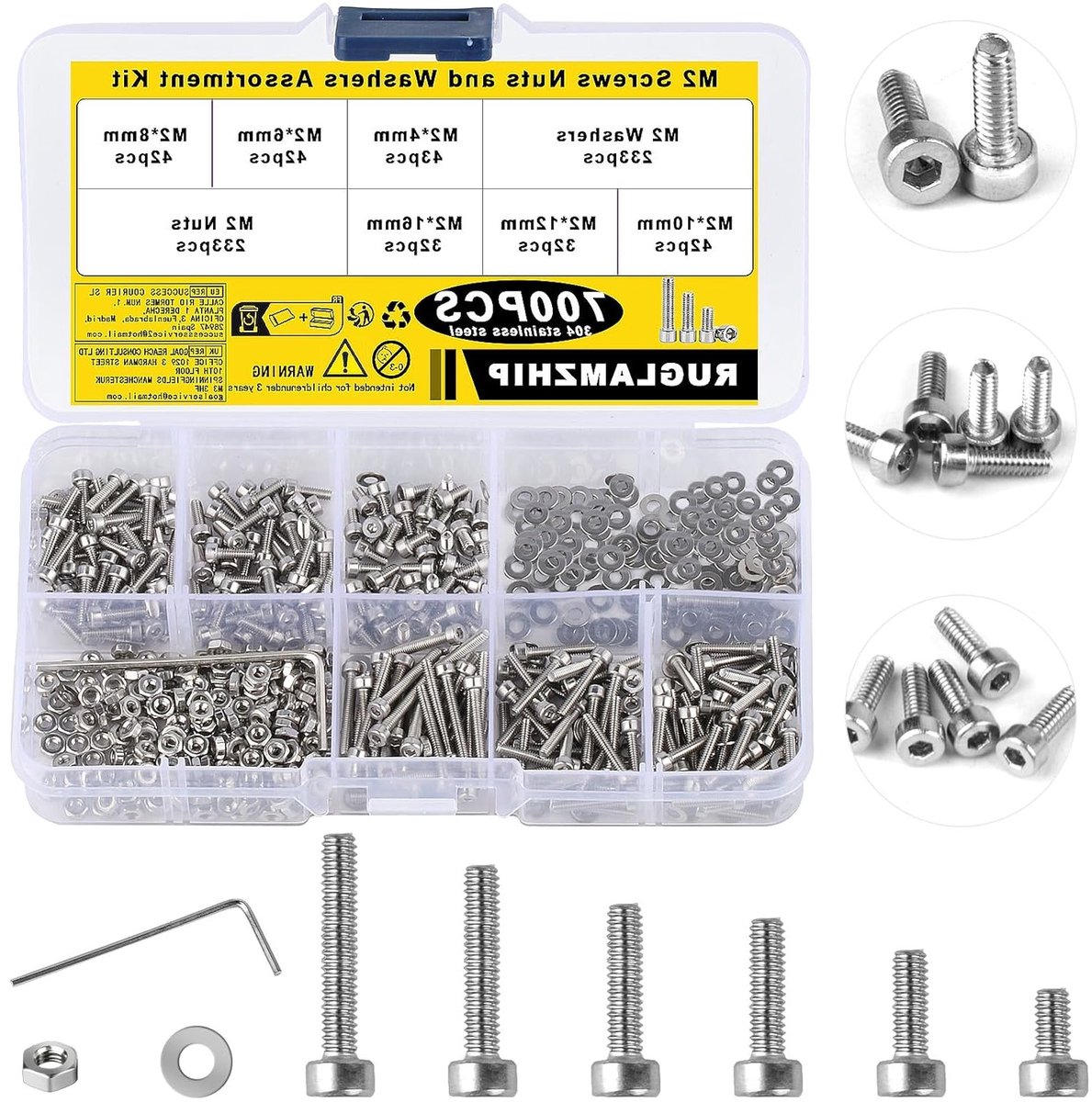 M2 schroeven set 700-delig - roestvrij staal - hex kop schroeven met moeren - hoge stabiliteit - ShopVlot