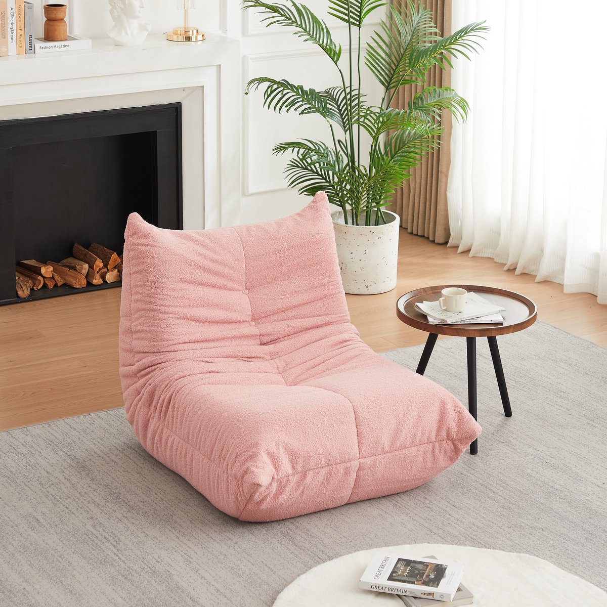 Fauteuil - Relaxfauteuil - gestoffeerde bank - Zitzak stoel - Comfortabele TV-stoel - Leesstoel - Ergonomisch - Elastische spons - Modern design - Chenille - Roze