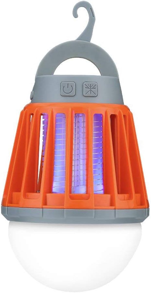 Muggenlamp - Camping Lantaarn met Insectenverdelger - Draagbare USB Oplaadbare Anti-Muggen Lamp - Spatwaterdichte Outdoor Zaklamp met Ophanghaak - Kampeeruitrusting Accessoires - Oranje kleur