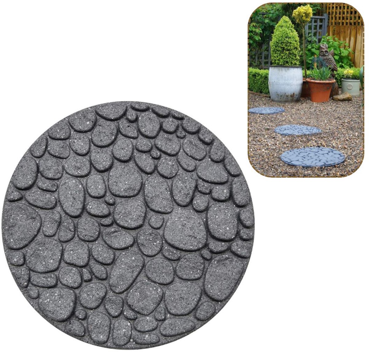 ApexArte® Stapsteen Rubber - Loopsteen Tuin - Pad Aanleggen - Gerecycled Materiaal - Grijs