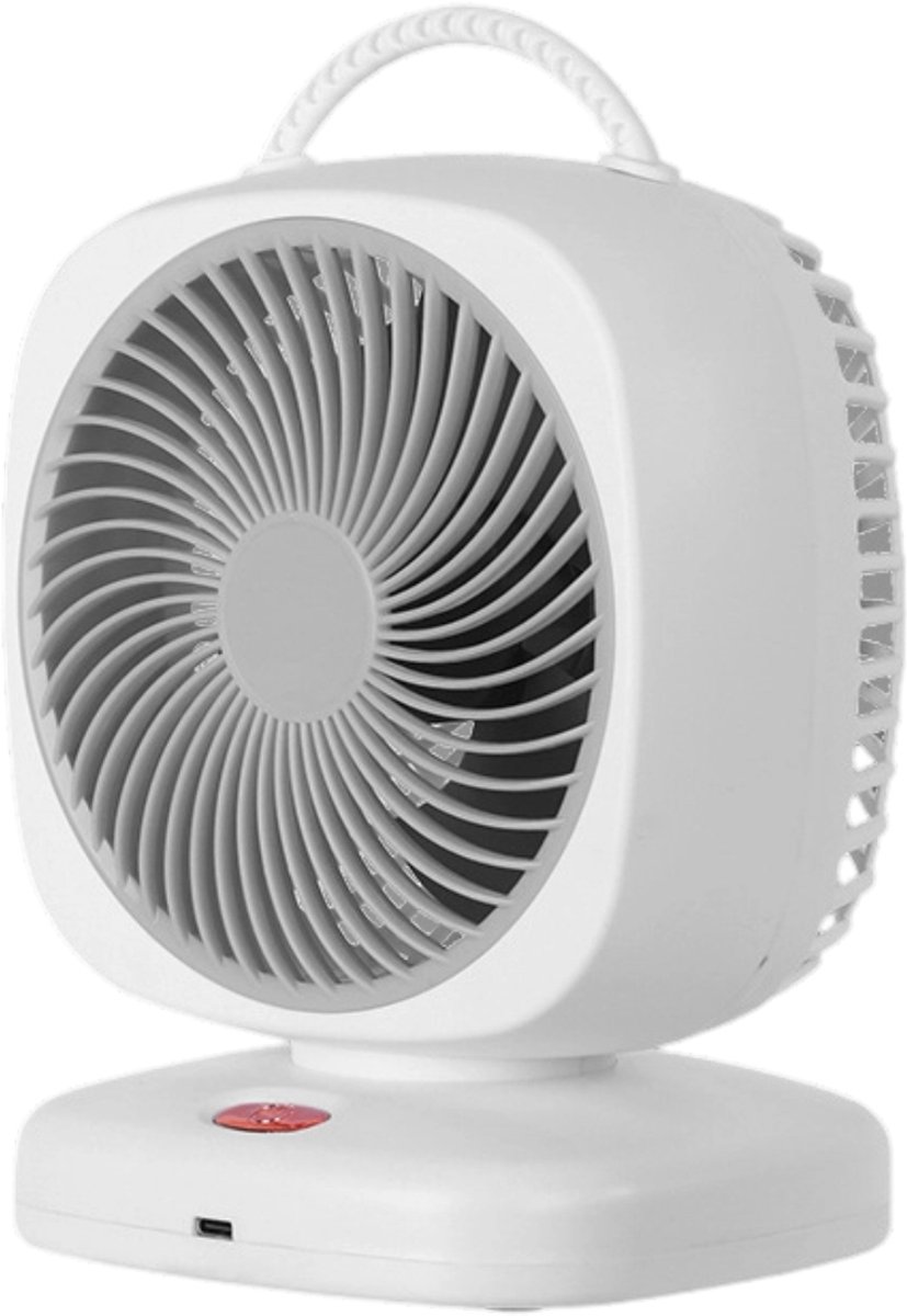 Oplaadbare kleine ventilator met 5 snelheden en USB-aansluiting, krachtige luchtstroom, oscillerende tafelventilator, draagbare mini-bureauventilator voor kantoor, studentenkamer, slaapkamer, reis of tent