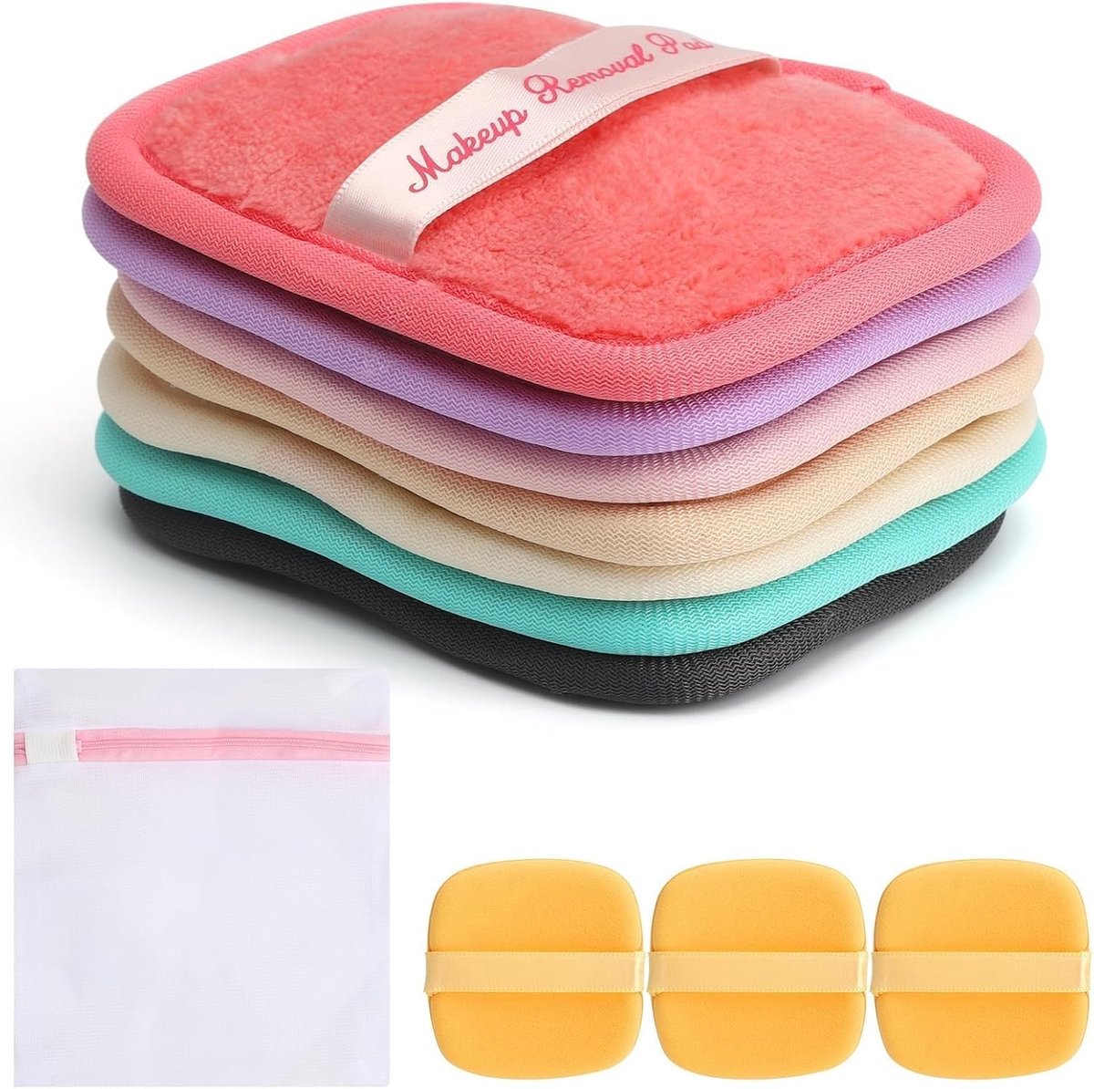 SnelShoppen - 7 Herbruikbare Makeup Wipes 10x12cm, Zachte & Wasbare Microfiber Coral Fleece Doekjes voor Gezicht, Ogen, Lippen - Duurzaam en Milieuvri